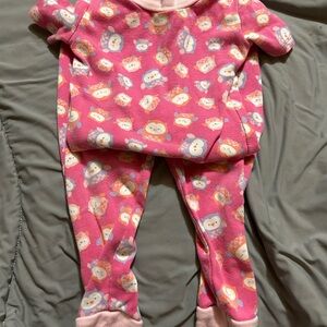 Pink Owl Print Baby Pajama Set